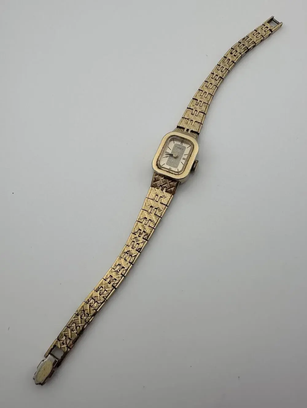 Timex Womens 15mm Gold Tone Automatic Vintage Rectangular Watch